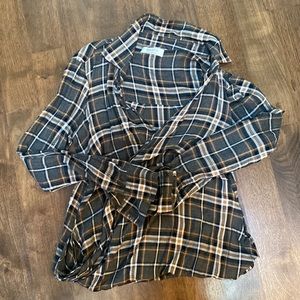 Bailey 44 flannel top with cross cross snap closure